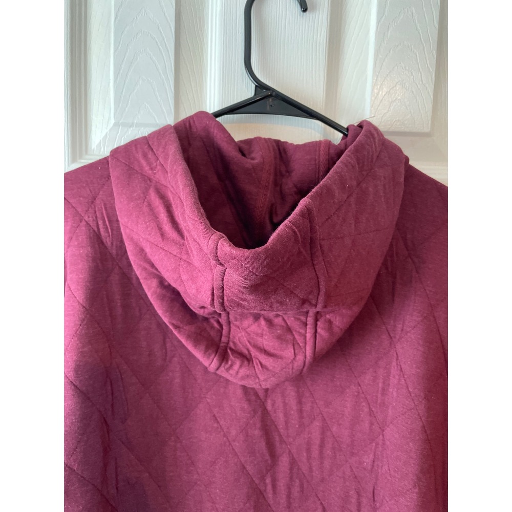 Lands' End Quilted Pullover Hoodie Women's XXL Burgundy Snap Neck Top FlawNew‎ - Picture 6 of 11